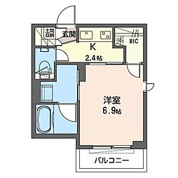 ブリエ 00102 1階1Kの間取り