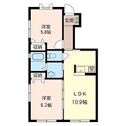 スプリング.フォレスト 2LDKの間取図画像