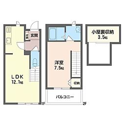 柴崎テラスハウス1 1LDKの間取図画像