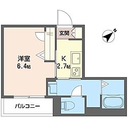 クリステラ 1Kの間取図画像