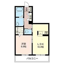 ジュリア 1LDKの間取図画像