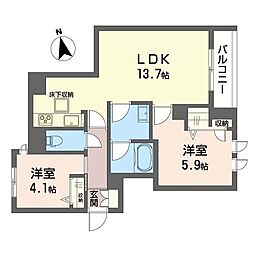 メゾンドアイ 2LDKの間取図画像