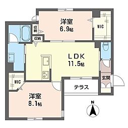 フェリーチェ 世田谷 2LDKの間取図画像