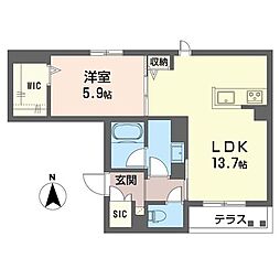 フェリーチェ 世田谷 1LDKの間取図画像