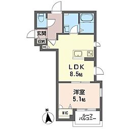 ロータス下北沢 1LDKの間取図画像