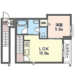 メゾン桜 1LDKの間取図画像