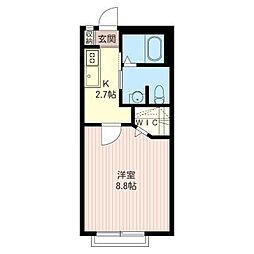 ラ・シエスト 1Kの間取図画像