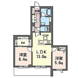 カーネル 2LDKの間取図画像