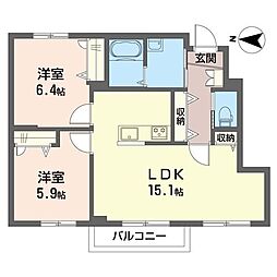 グラーティア 2LDKの間取図画像
