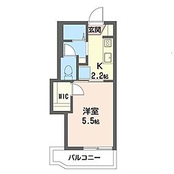 メゾン緑風 1Kの間取図画像