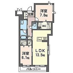 シャルマン 2LDKの間取図画像