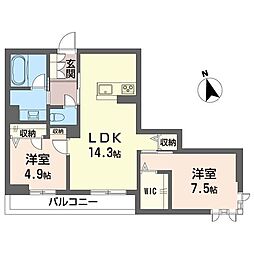 ドドエシオ 2LDKの間取図画像