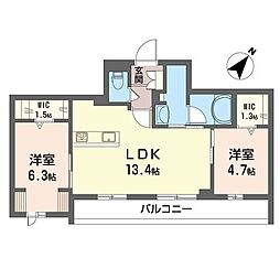 シャーメゾン・ヒル 2LDKの間取図画像