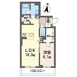 ラヴィエール浦和元町 1LDKの間取図画像