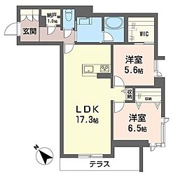 アベニールテラス浦和美園 2LDKの間取図画像