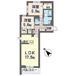 アベニールテラス浦和美園 2LDKの間取図画像