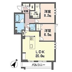 テレノ・エレヴァド 2LDKの間取図画像