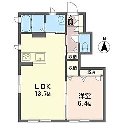 カメリエ大戸 1LDKの間取図画像