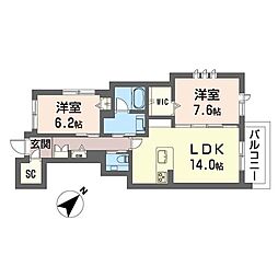 WithPlus浦和美園EastA 2LDKの間取図画像