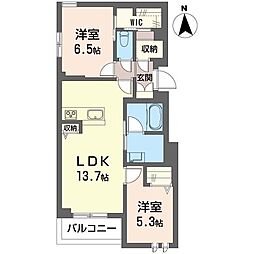 ルトリコ馬場先通り 2LDKの間取図画像