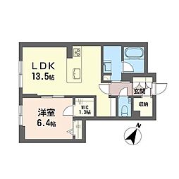 テレノ・エレヴァド 1LDKの間取図画像