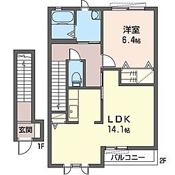フォレスト乙女2 1LDKの間取図画像