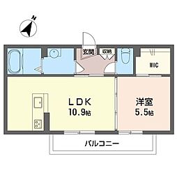メゾン・ブランカ 1LDKの間取図画像