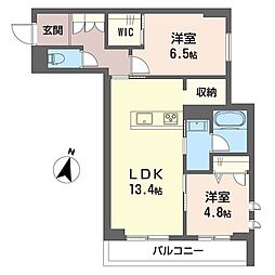 アルモニ 北浦和 2LDKの間取図画像