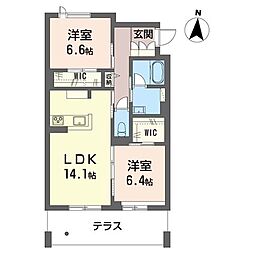 エクラージュ 2LDKの間取図画像