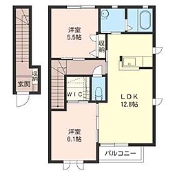メルベイユB 2LDKの間取図画像
