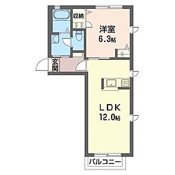 メゾンアサカA 1LDKの間取図画像