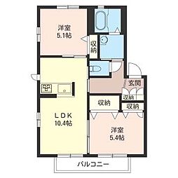 ヴァン・ソレーユ 2LDKの間取図画像