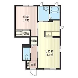 向日葵C 1LDKの間取図画像