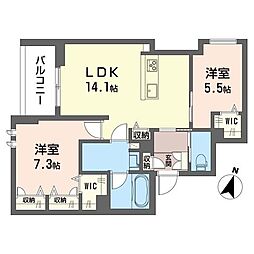 ルクセール タカバ 2LDKの間取図画像