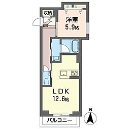 メゾン ド ファベル 1LDKの間取図画像