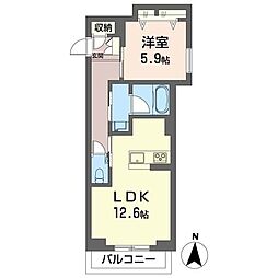 メゾン ド ファベル 1LDKの間取図画像