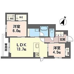 アルエットI 2LDKの間取図画像