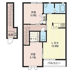 プラージュC 2LDKの間取図画像