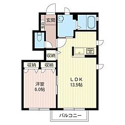パルテノン富士見A 1LDKの間取図画像
