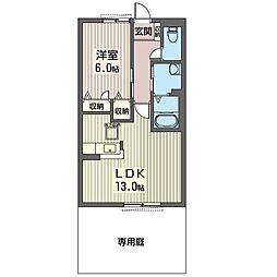 ケイズリンク加治屋C 1LDKの間取図画像