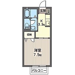 パルメイト 1Kの間取図画像