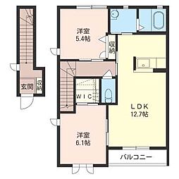 アンソレイユA 2LDKの間取図画像