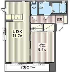 フェアリーハイツB 1LDKの間取図画像
