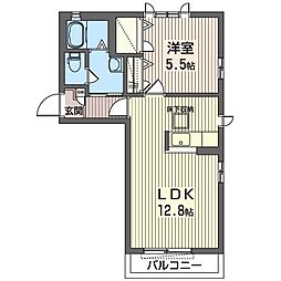オークスA 1LDKの間取図画像