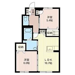 イールドロワ 2LDKの間取図画像