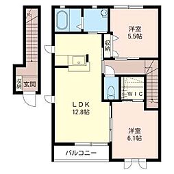 リバティーB 2LDKの間取図画像