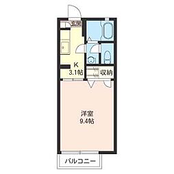メゾン・グリシーヌB 1Kの間取図画像