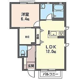 パークシャトーA棟 1LDKの間取図画像