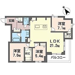ジャルダン 3階3LDKの間取り