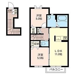 シャーメゾン扇3番館 2LDKの間取図画像